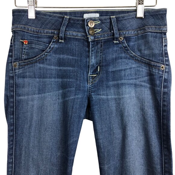Hudson Flare Jeans Sz 29 Low Rise Signature Logo Flap Pockets 2 Button Zip 30x29 - Picture 3 of 12